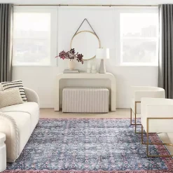 Kirklands Home and Brick Floral Washable Area Rug, 5x7 Blue Best