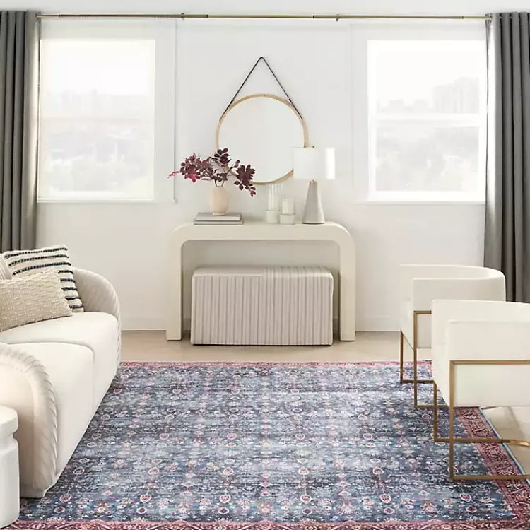 Kirklands Home and Brick Floral Washable Area Rug, 5x7 Blue Best
