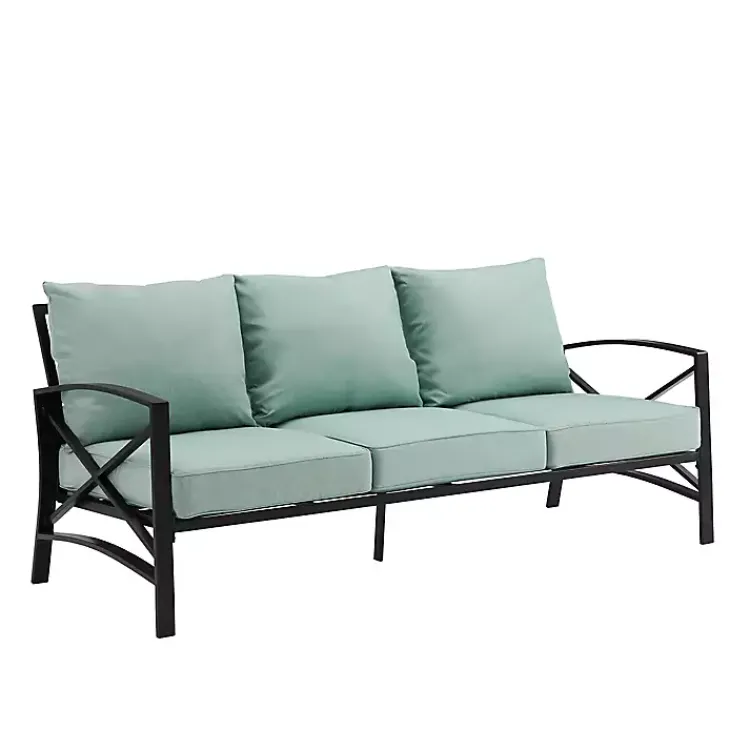 Kirklands Home and Bronze Kaplan X-Arm Outdoor Sofa Blue Outlet