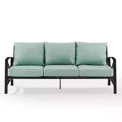 Kirklands Home and Bronze Kaplan X-Arm Outdoor Sofa Blue Outlet
