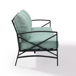 Kirklands Home and Bronze Kaplan X-Arm Outdoor Sofa Blue Outlet