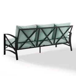 Kirklands Home and Bronze Kaplan X-Arm Outdoor Sofa Blue Outlet