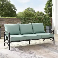 Kirklands Home and Bronze Kaplan X-Arm Outdoor Sofa Blue Outlet