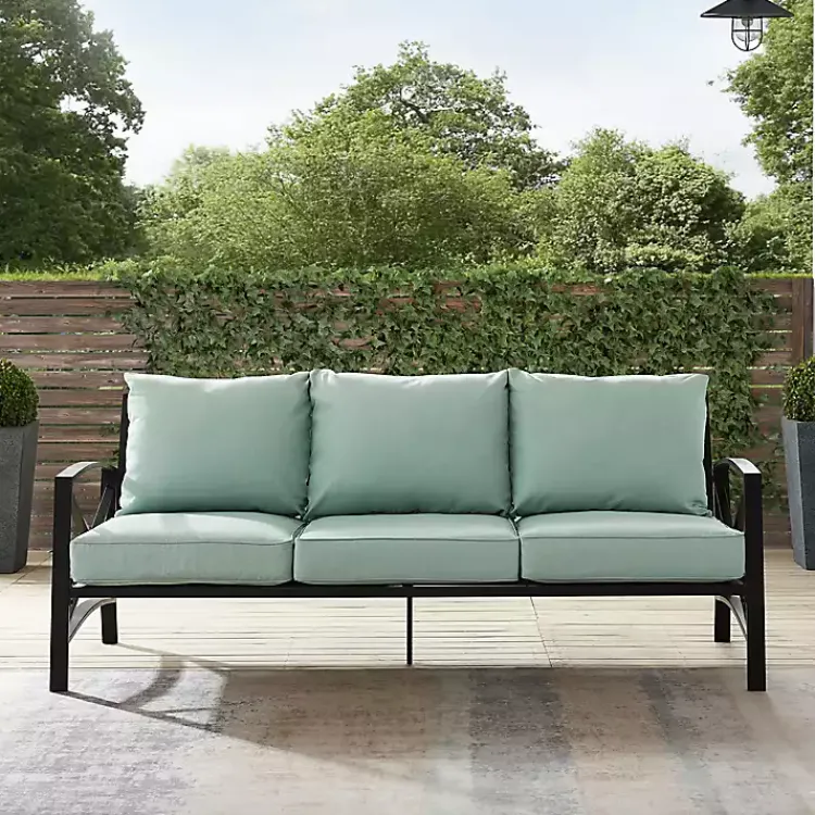 Kirklands Home and Bronze Kaplan X-Arm Outdoor Sofa Blue Outlet