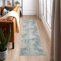 Kirklands Home Blue and Cream Blackwell Runner, 2x8 Best