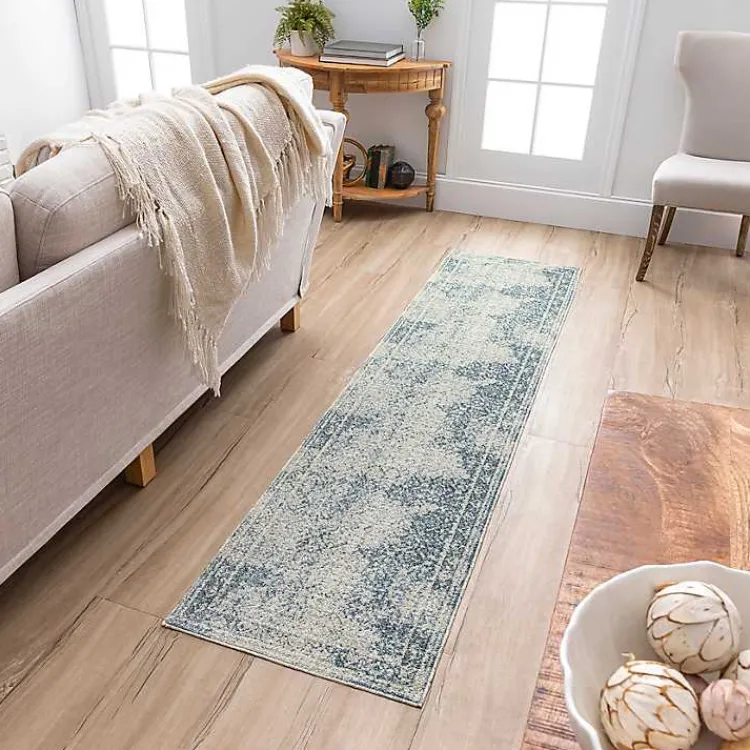 Kirklands Home Blue and Cream Blackwell Runner, 2x10 Hot