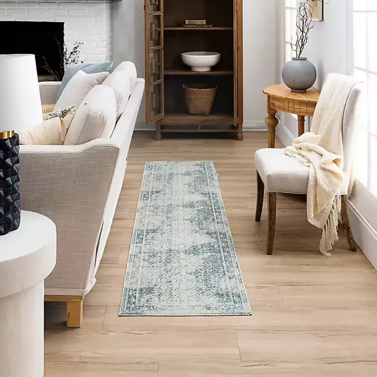 Kirklands Home Blue and Cream Blackwell Runner, 2x10 Hot