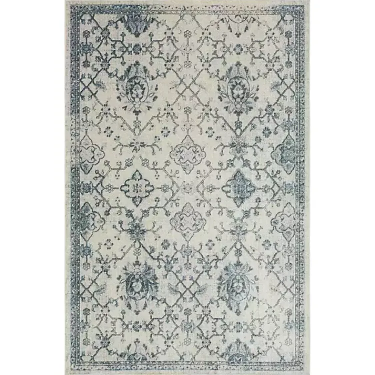 Kirklands Home Blue and Cream Granary Area Rug, 6x9 Outlet