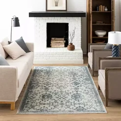 Kirklands Home Blue and Cream Granary Area Rug, 6x9 Outlet