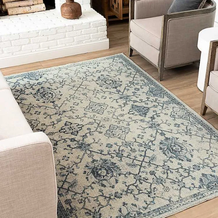 Kirklands Home Blue and Cream Granary Area Rug, 6x9 Outlet