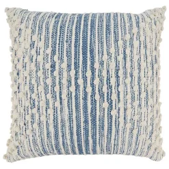 Pillows>Kirklands Home and Cream Striped Diamond Pillow Cover Blue
