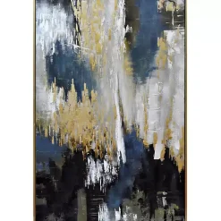 Kirklands Home Blue and Gold Abstract Framed Canvas Art Print Sale