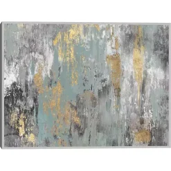 Kirklands Home Blue and Gold Ikat Framed Canvas Art Print Discount