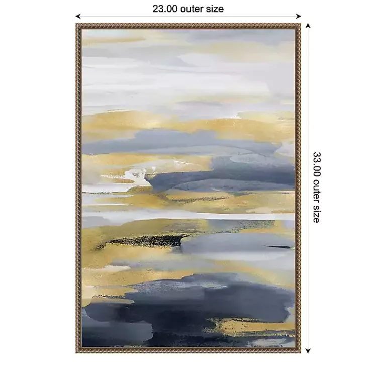 Kirklands Home Blue and Gold Intuition II Canvas Art Print New