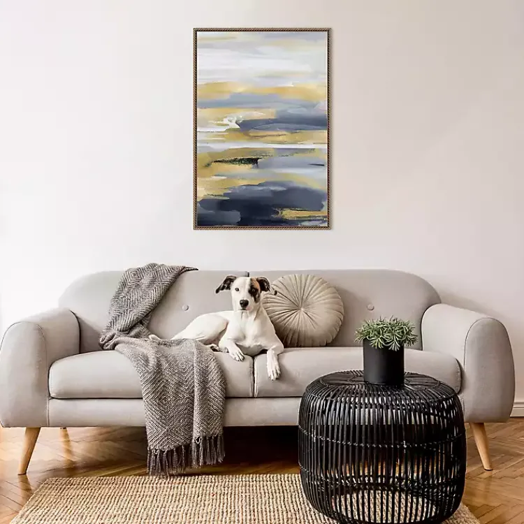 Kirklands Home Blue and Gold Intuition II Canvas Art Print New