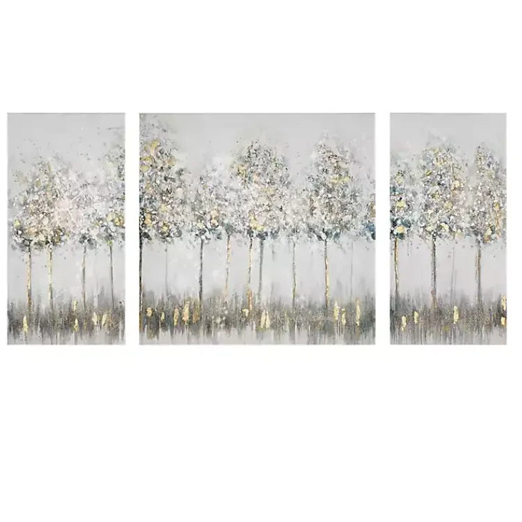 Kirklands Home Blue and Gold Trees Canvas Art Prints, Set of 3 Best