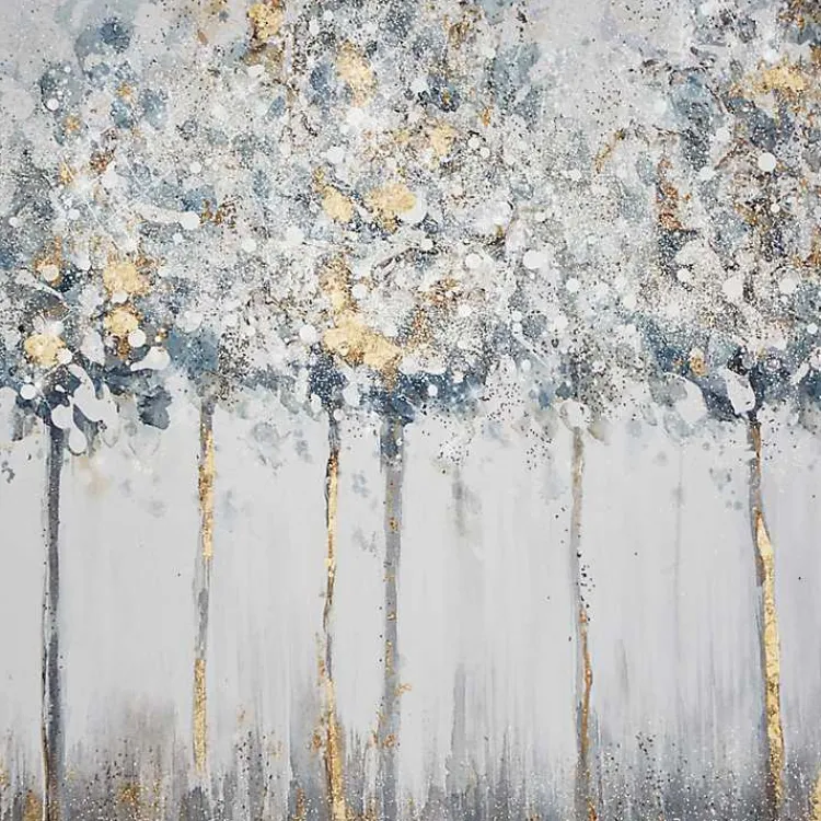Kirklands Home Blue and Gold Trees Canvas Art Prints, Set of 3 Best