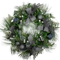 Wreaths>Kirklands Home Blue and Gray Bow Wreath