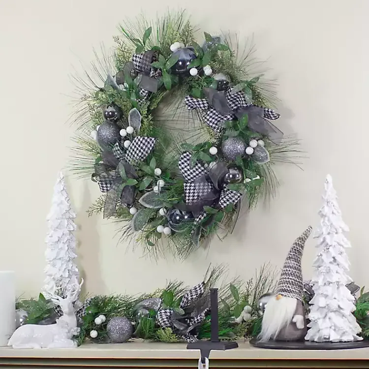 Wreaths>Kirklands Home Blue and Gray Bow Wreath