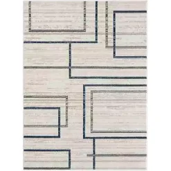 Kirklands Home Blue and Gray Contemporary Geo Area Rug, 5x7 New