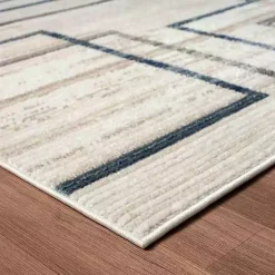 Kirklands Home Blue and Gray Contemporary Geo Area Rug, 5x7 New