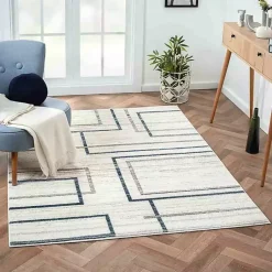 Kirklands Home Blue and Gray Contemporary Geo Area Rug, 7x9 Hot