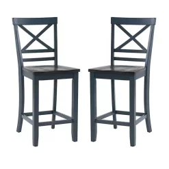 Kirklands Home Blue and Gray Wood Aliza Counter Stools, Set of 2 Sale