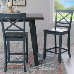 Kirklands Home Blue and Gray Wood Aliza Counter Stools, Set of 2 Sale