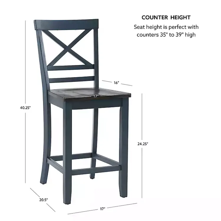 Kirklands Home Blue and Gray Wood Aliza Counter Stools, Set of 2 Sale