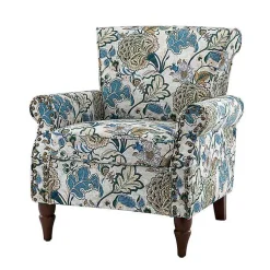 Kirklands Home Blue and Green Floral Upholstered Accent Chair Best