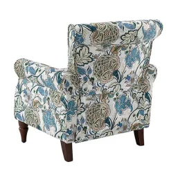 Kirklands Home Blue and Green Floral Upholstered Accent Chair Best