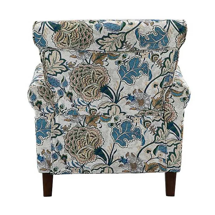 Kirklands Home Blue and Green Floral Upholstered Accent Chair Best