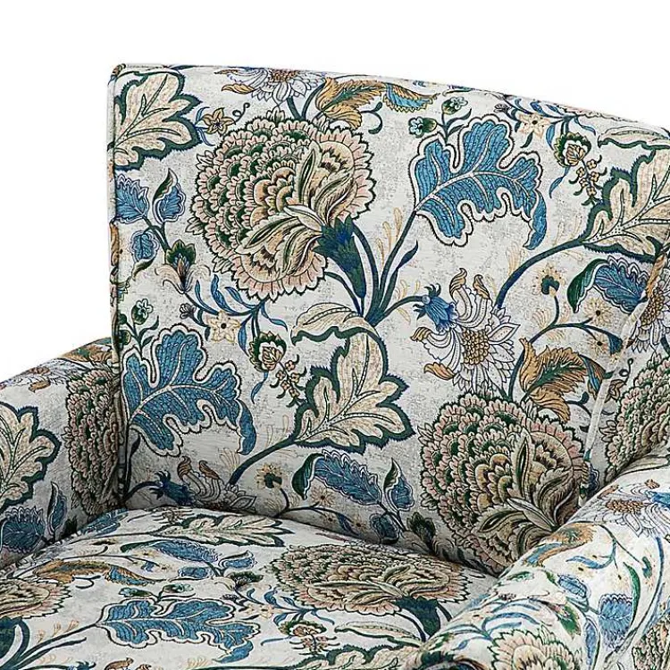 Kirklands Home Blue and Green Floral Upholstered Accent Chair Best