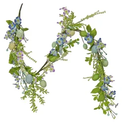 Easter Decorations>Kirklands Home Blue and Green Flowering Easter Eggs Garland