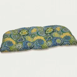 Kirklands Home Blue and Green Lagoon Outdoor Settee Cushion Clearance