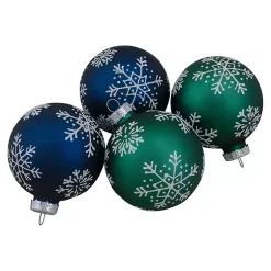 Christmas Ornaments>Kirklands Home Blue and Green Snowflake Ornaments, Set of 4