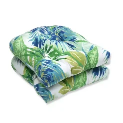 Kirklands Home Blue and Green Soleil Wicker Cushions, Set of 2 New