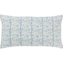 Pillows>Kirklands Home Blue and Ivory Floral Print Lumbar Pillow