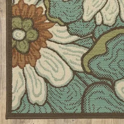 Kirklands Home Blue and Ivory Flowers Outdoor Area Rug, 3x5 Sale
