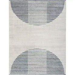 Kirklands Home Blue and Ivory Half Moon Washable Area Rug, 5x7 Sale
