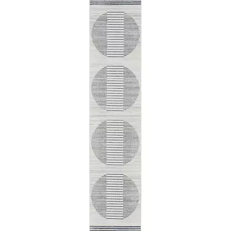 Kirklands Home Blue and Ivory Linear Moons Runner, 2x12 New