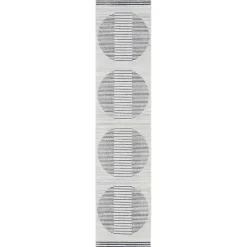 Kirklands Home Blue and Ivory Linear Moons Runner, 2x8 Sale