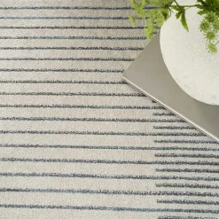 Kirklands Home Blue and Ivory Linear Orb Washable Area Rug, 5x7 Hot