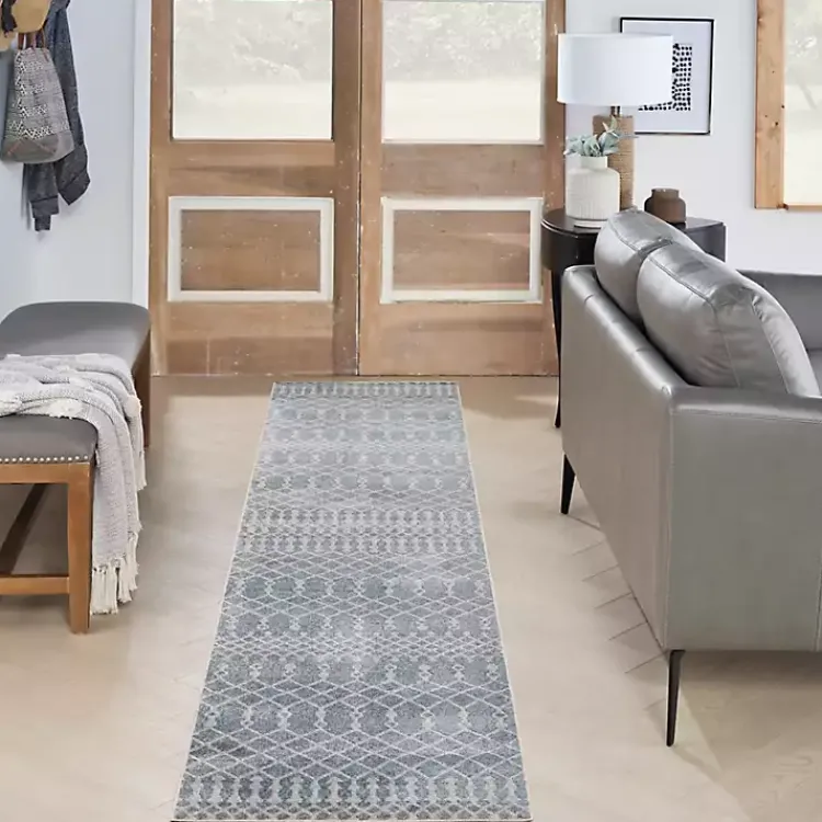 Kirklands Home Blue and Ivory Moroccan Trellis Runner Outlet
