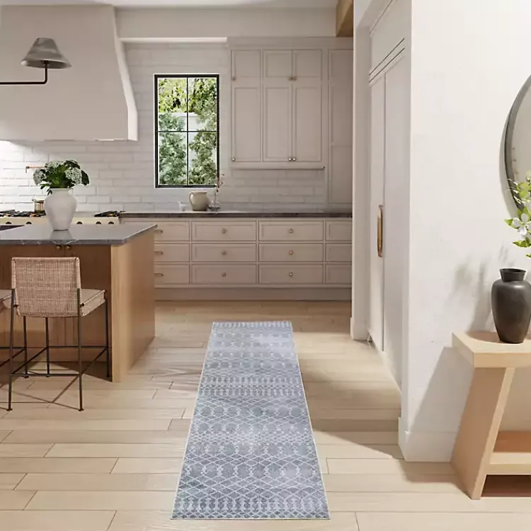 Kirklands Home Blue and Ivory Moroccan Trellis Runner Outlet