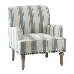 Kirklands Home Blue and Ivory Striped Accent Chair Online