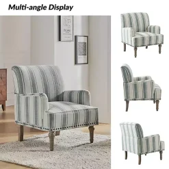 Kirklands Home Blue and Ivory Striped Accent Chair Online
