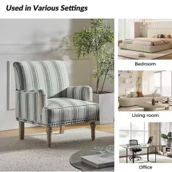 Kirklands Home Blue and Ivory Striped Accent Chair Online