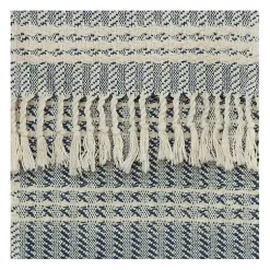 Blankets & Throws>Kirklands Home Blue and Ivory Striped Cotton Throw
