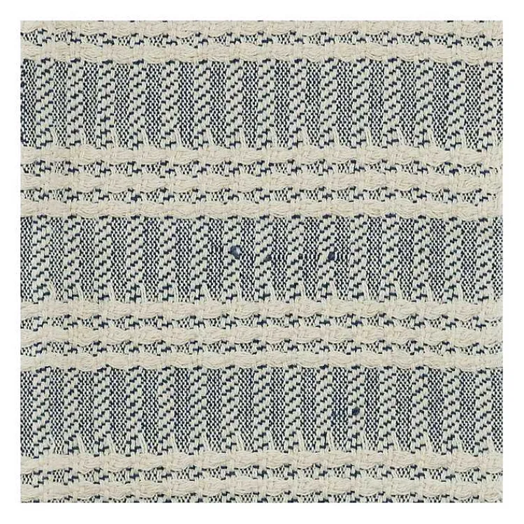 Blankets & Throws>Kirklands Home Blue and Ivory Striped Cotton Throw